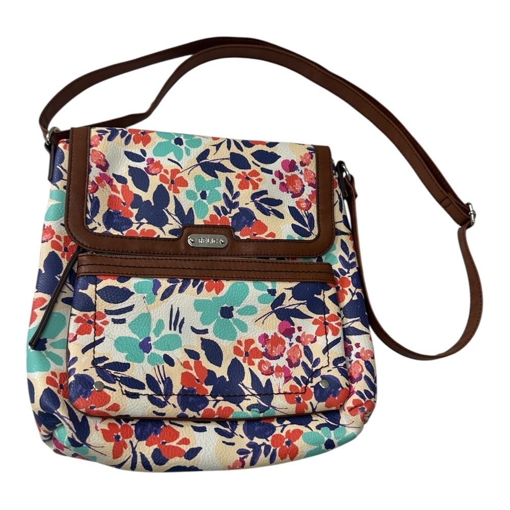 Relic Floral Crossbody Bag with Brown Accents Adjustable Straps